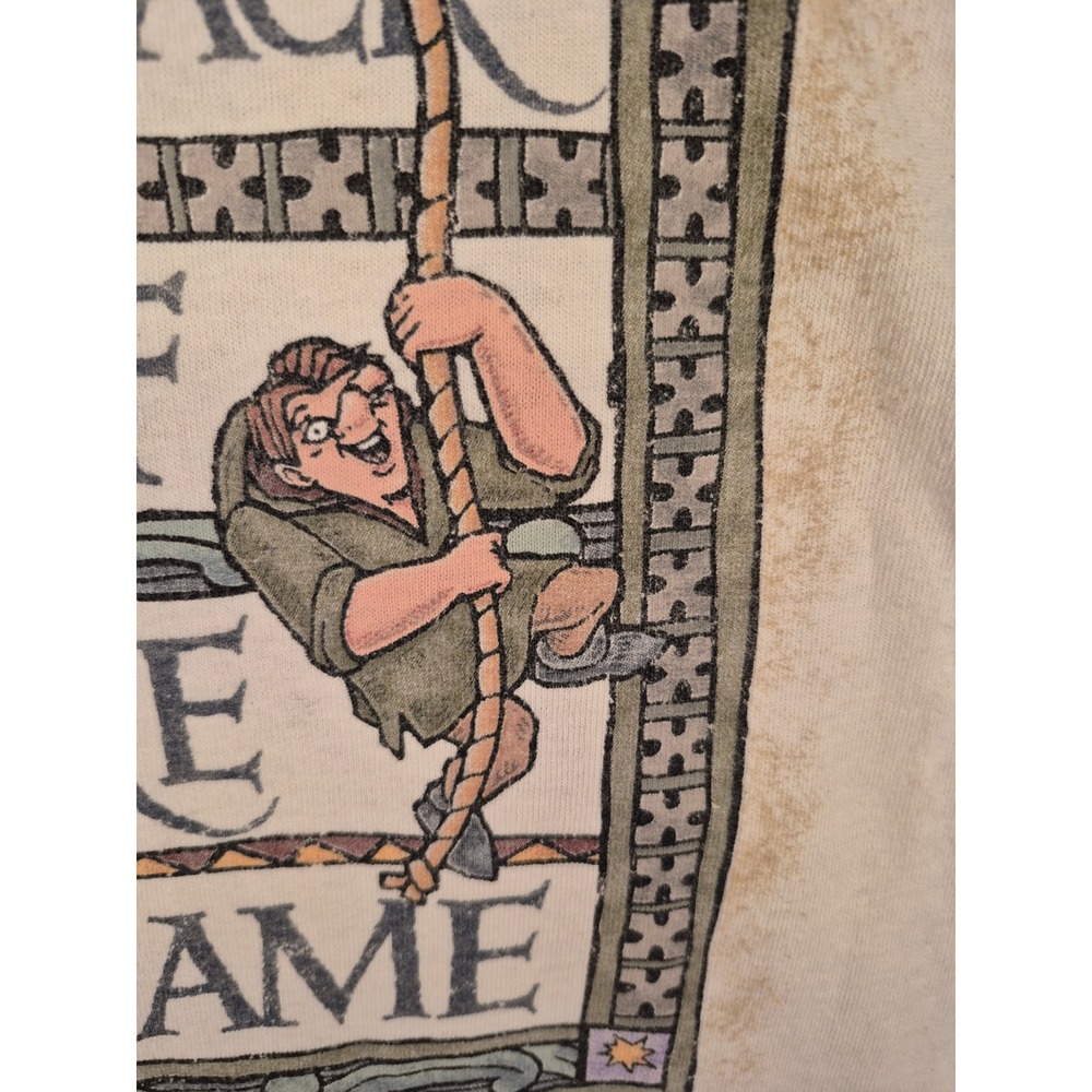 Vintage Disney Store Hunchback of Notre Dame Graphic T-Shirt Mens XXL Cream 90s - Picture 7 of 16